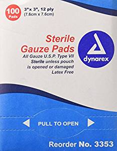 Gauze Pad Sterile 3×3 box/100